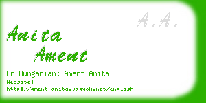 anita ament business card